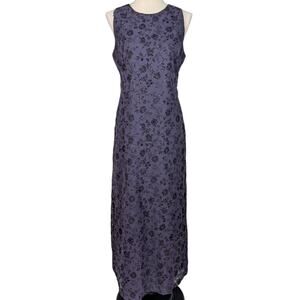 1990s Whimsygoth Floral Sparkle Sheer Maxi Dress Purple and Black